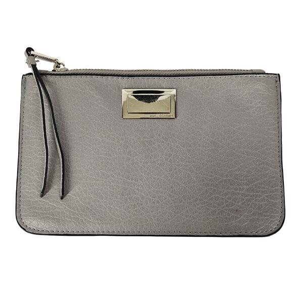 JUICY COUTURE WOMEN'S GRAY LEATHER CLUTCH HANDBAG 5.5" x 8.5" - Picture 1 of 8